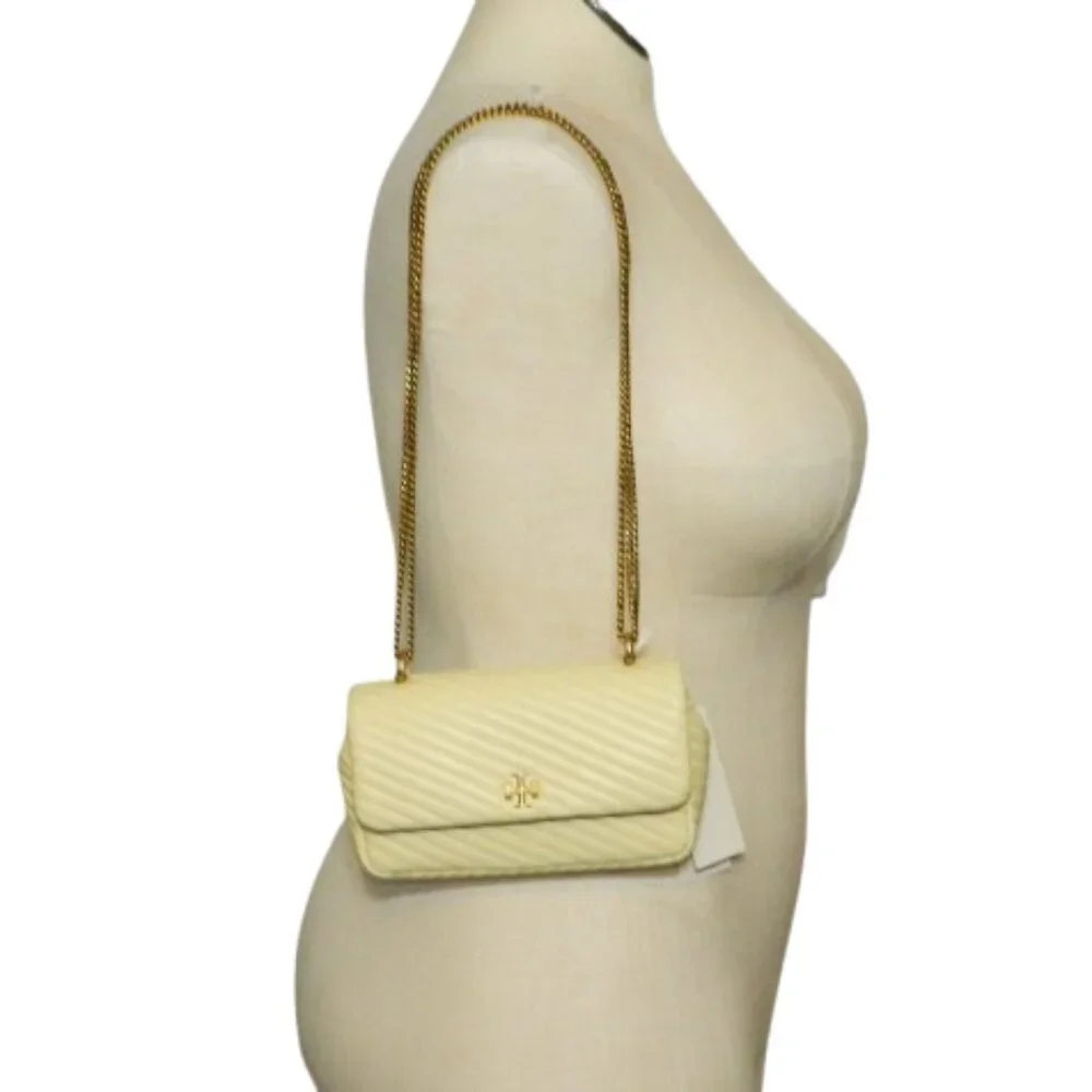Tory Burch $348 Mini Kira Moto Quilt Flap Bag Lemon NWT! - Picture 4 of 7